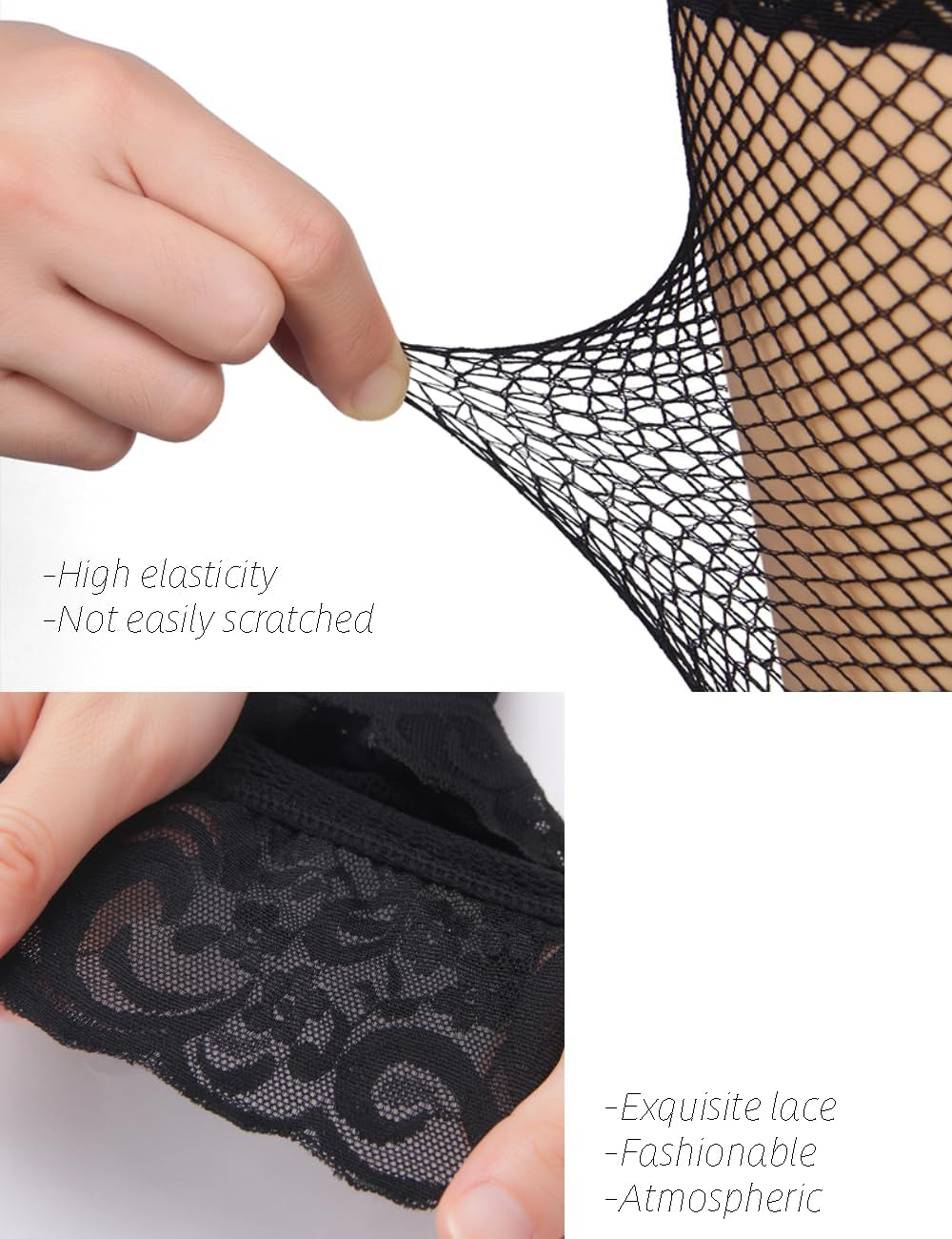 Eyelash Lace Garter Belts with G-String for Thigh Highs plus Size Black Garter Lingerie for Women