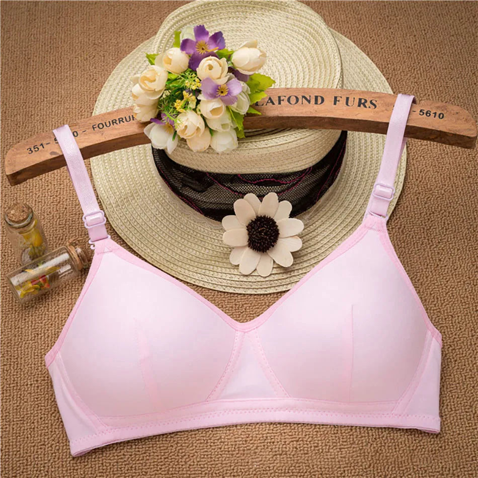 Girls Developmental Underwear Pure Cotton without Steel Ring Detachable Shoulder Strap Girls Bra Soft and Comfortable Bra
