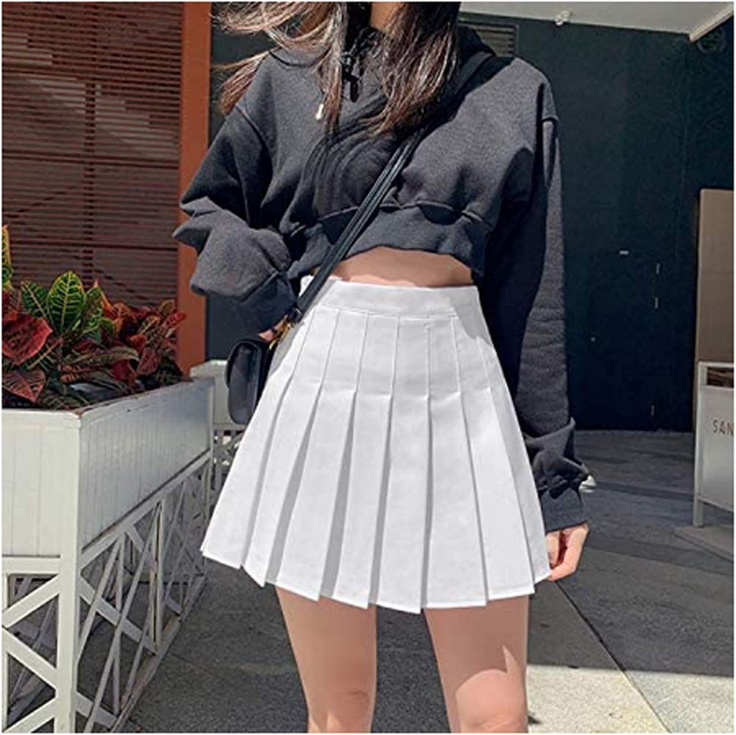 Kids Girl Womens Y2K Pleated Tennis Skirt High Waisted A-Line Skater Short Mini School Teen Girls Uniform Skirt with Lining (White, M)
