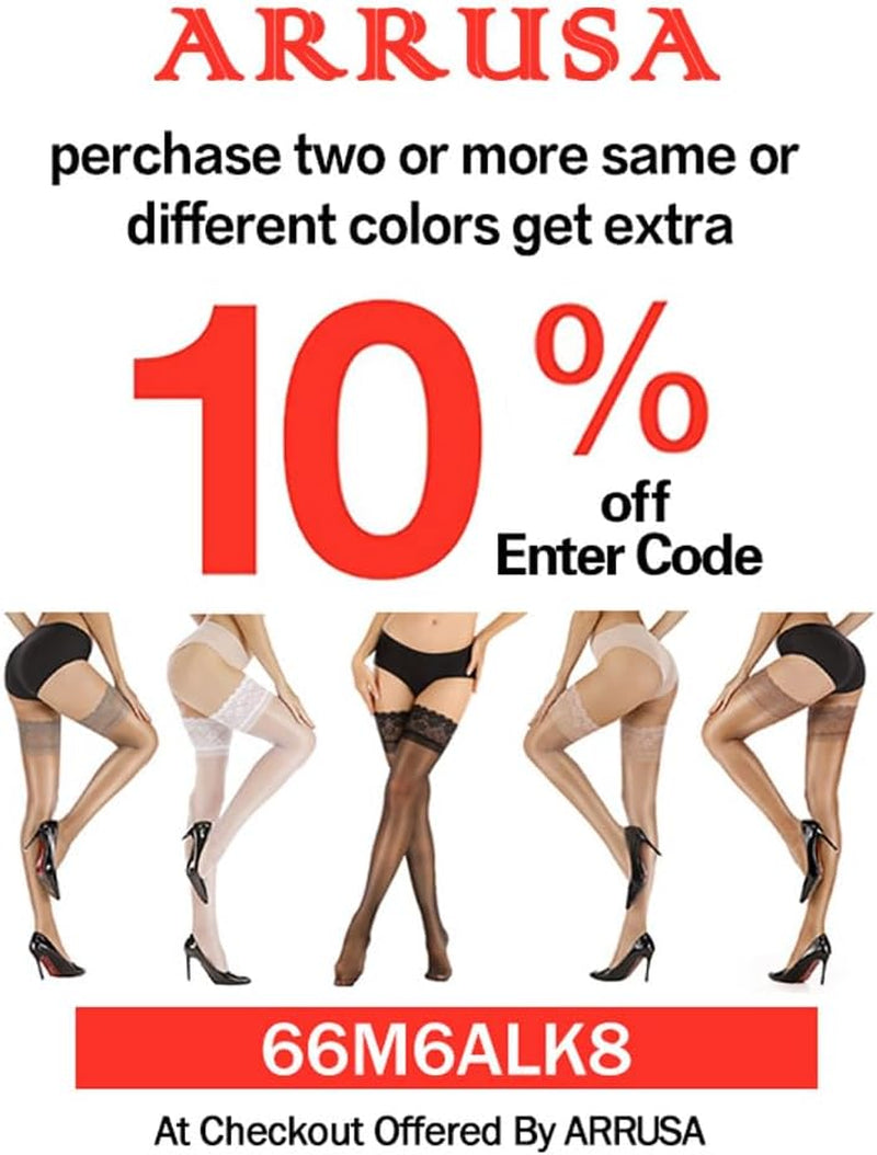 Nylon Shiny Thigh High Stockings,Sheer Shimmery Tights with Lace Top,Hold up Silk Pantyhose for Women