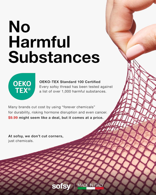 10-Year Hosiery Craftsmanship - Italian-Made Fishnet Stockings for Women | Soft Dual Silicone Lace Top Thigh Highs