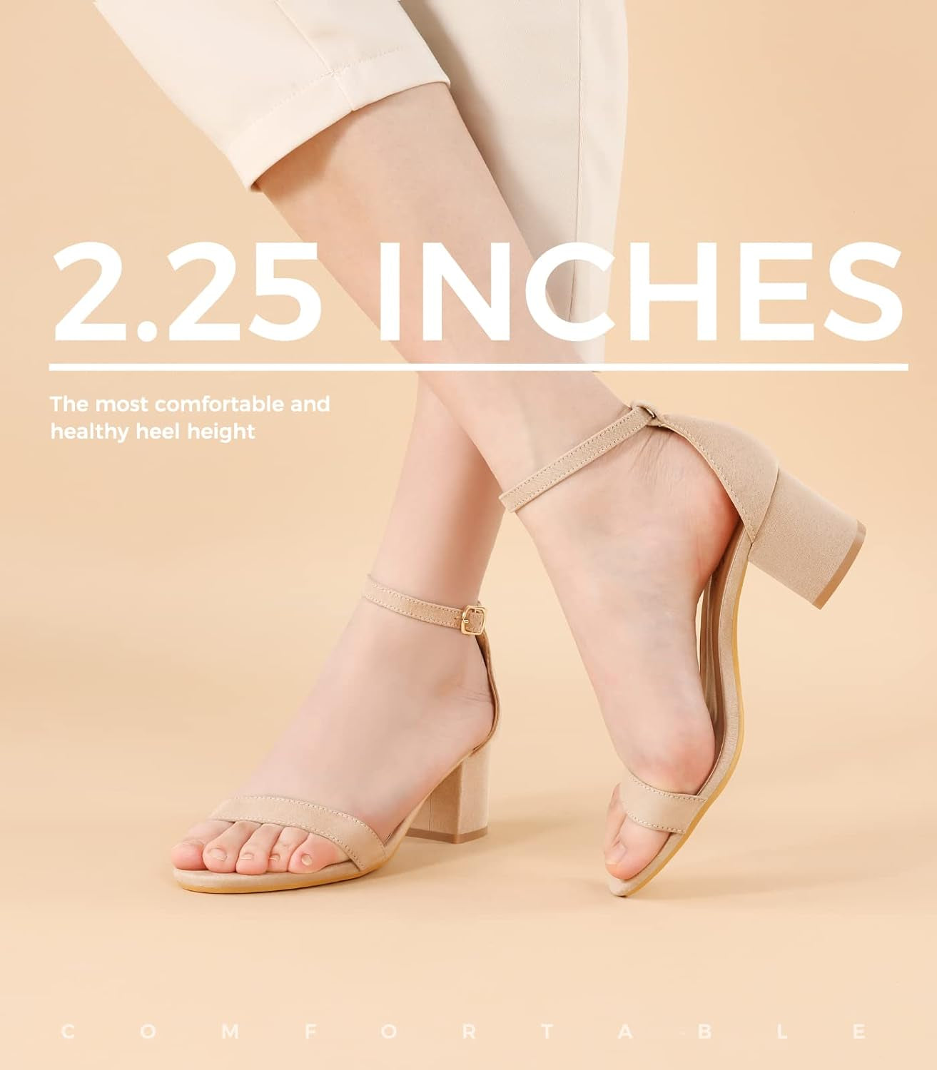 Nude Black Silver Heels for Women Chunky - Strappy Sandals Chunky Pumps Low Open Toe Block Heels for Daily Wear Wedding 2.25Inches Standard Size