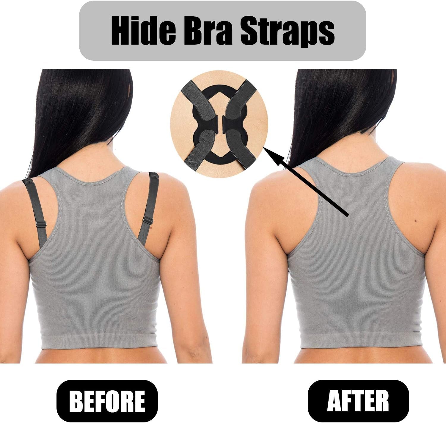 Bra Strap Clips, Bra Clips to Make Racerback, Bra Strap Holders for Slip, Bra Strap Holder - Conceal Hide Straps - Cleavage Control
