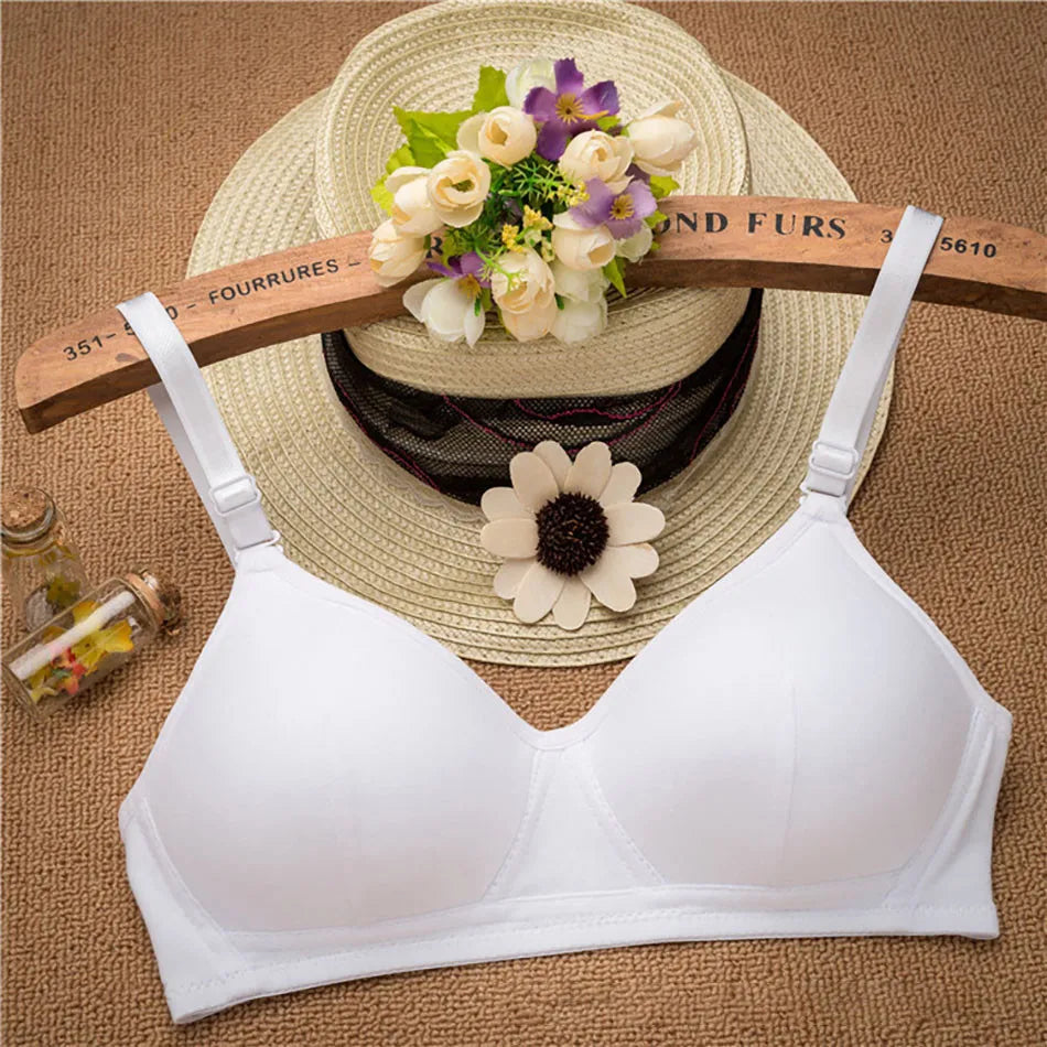 Girls Developmental Underwear Pure Cotton without Steel Ring Detachable Shoulder Strap Girls Bra Soft and Comfortable Bra