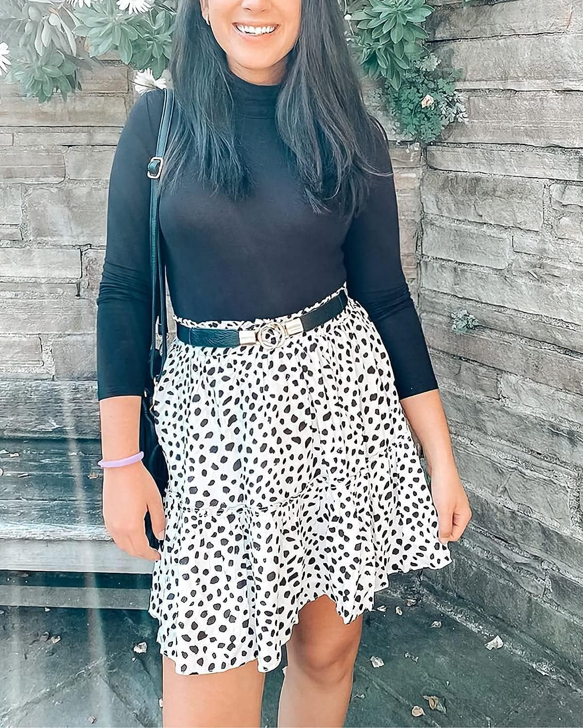 Women'S Floral Flowy Skirt Summer Cute High Waisted Tiered Ruffle Mini Skirt