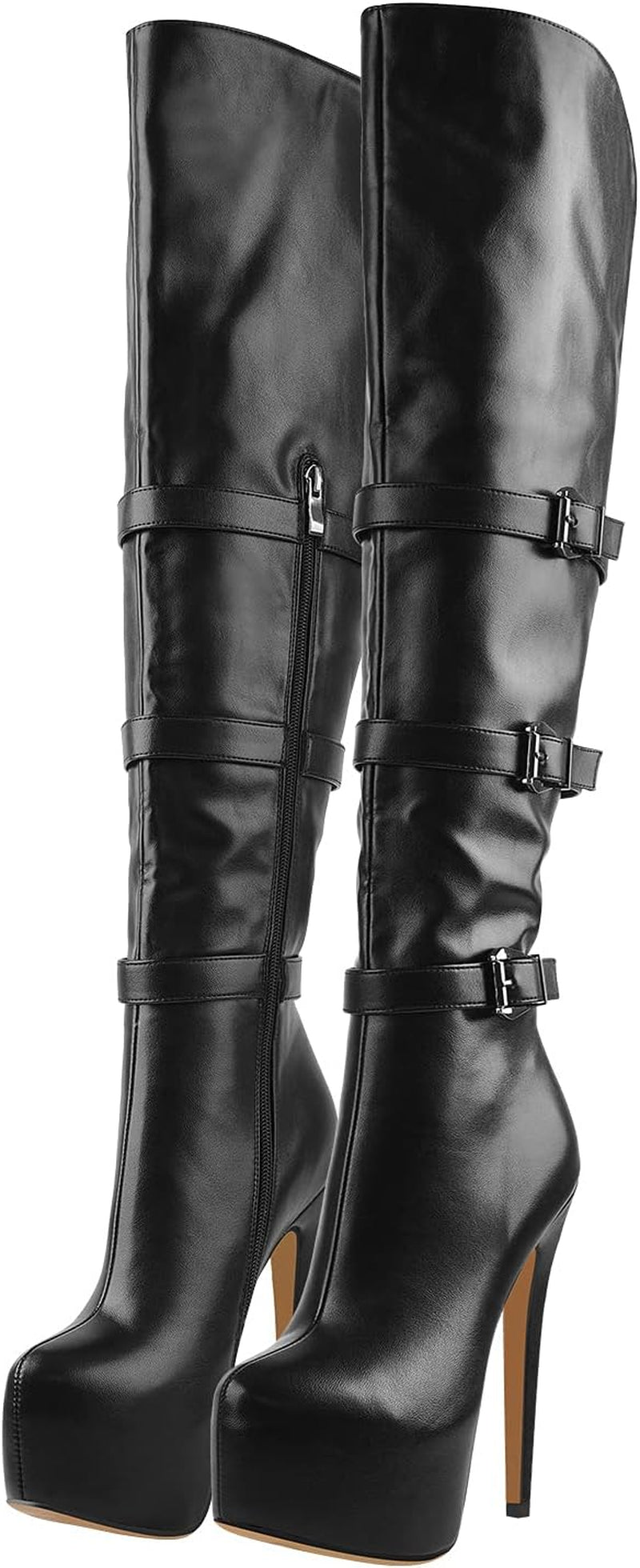 Women'S over the Knee High Boots Platform Stiletto Heeled Booties with Zipper
