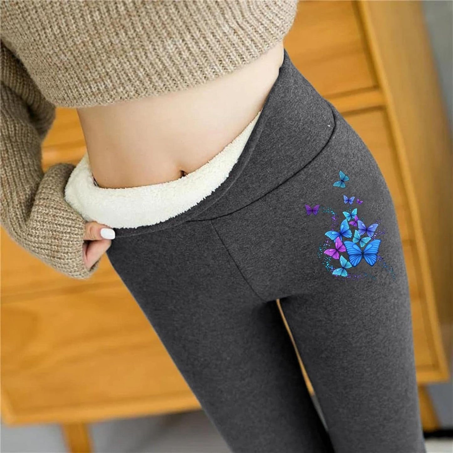 Sweatpants Women Winter Wide Ribbed High Waist Thick Sherpa Lined Warm Fleece Jogger Sweatpant
