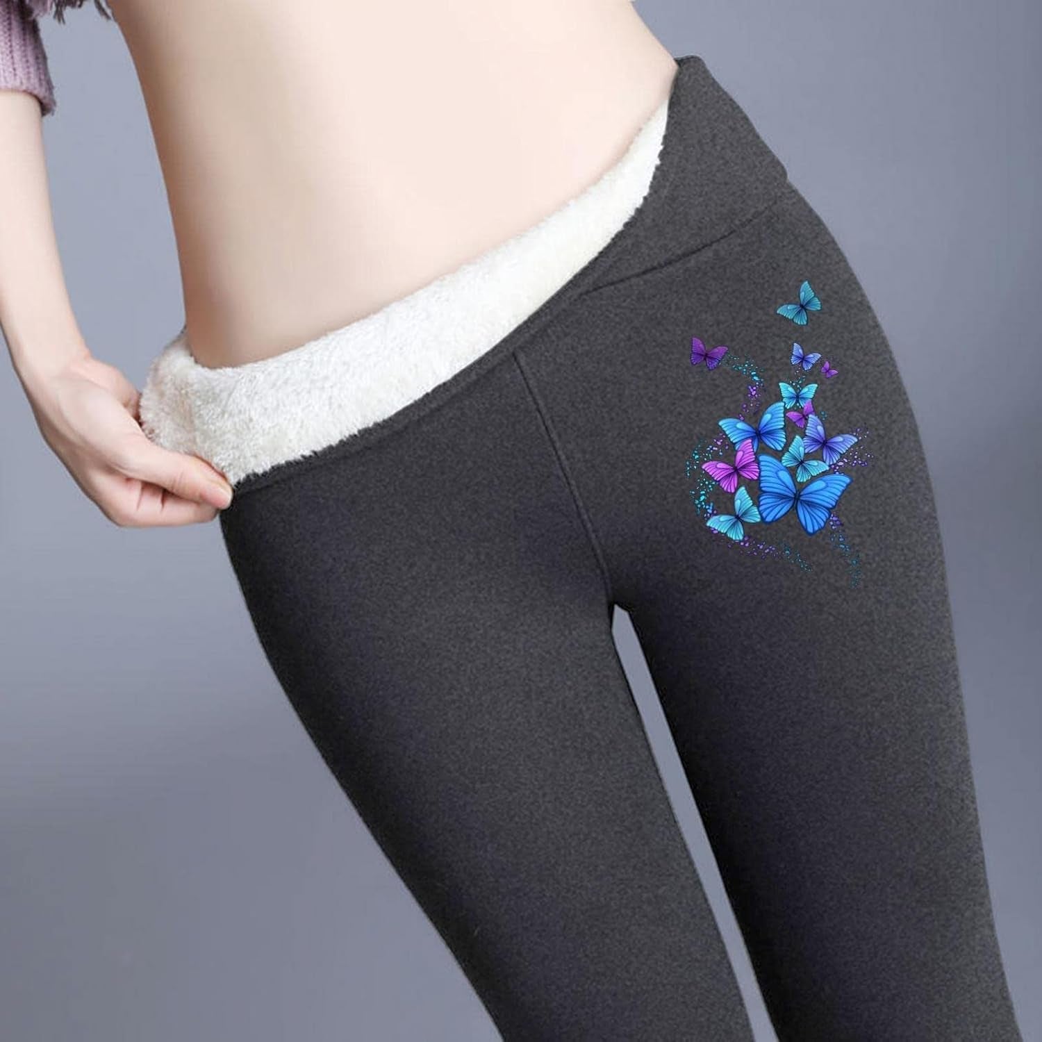 Sweatpants Women Winter Wide Ribbed High Waist Thick Sherpa Lined Warm Fleece Jogger Sweatpant