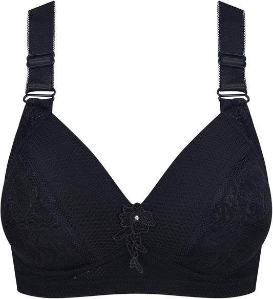 Everyday Bra for Women Full Coverage Compression Bra No Underwire Lace Unlined Bras Lightly Padded Bras
