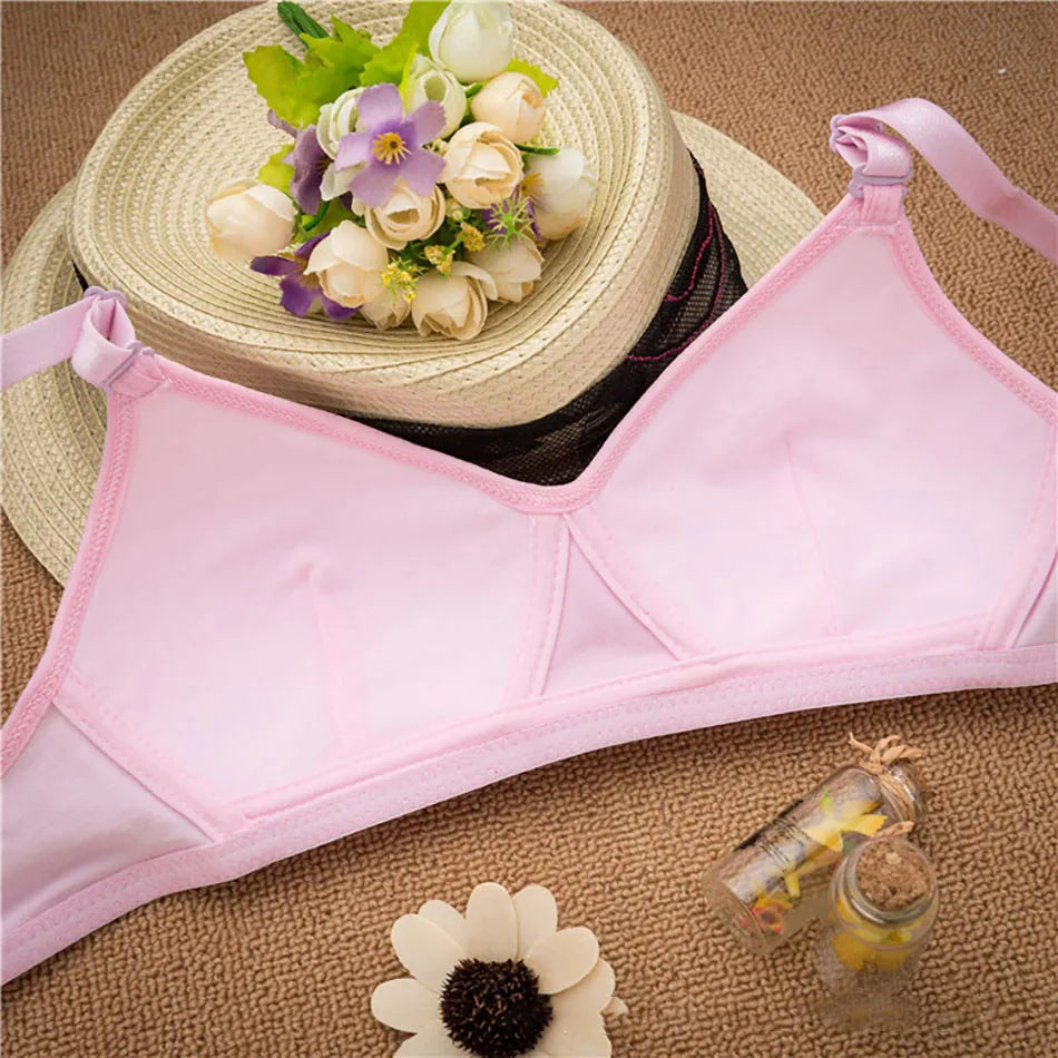 Girls Developmental Underwear Pure Cotton without Steel Ring Detachable Shoulder Strap Girls Bra Soft and Comfortable Bra