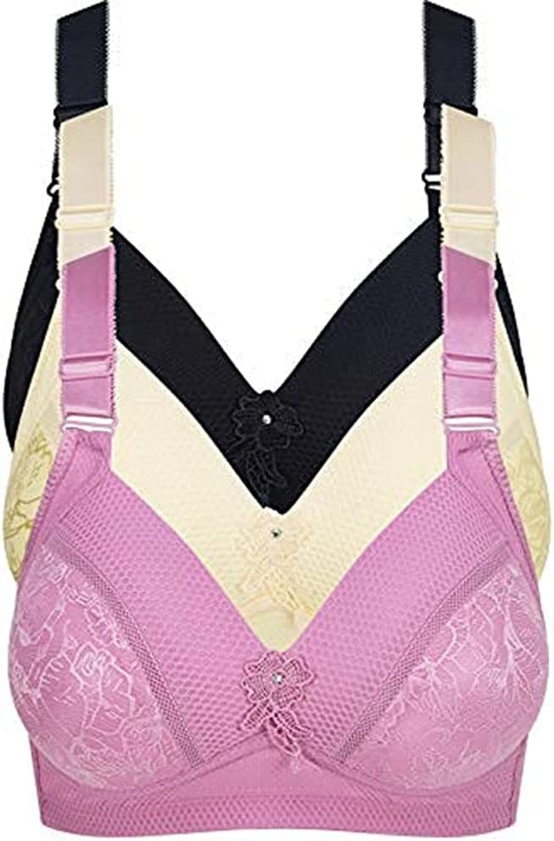 Everyday Bra for Women Full Coverage Compression Bra No Underwire Lace Unlined Bras Lightly Padded Bras
