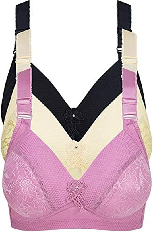 Everyday Bra for Women Full Coverage Compression Bra No Underwire Lace Unlined Bras Lightly Padded Bras
