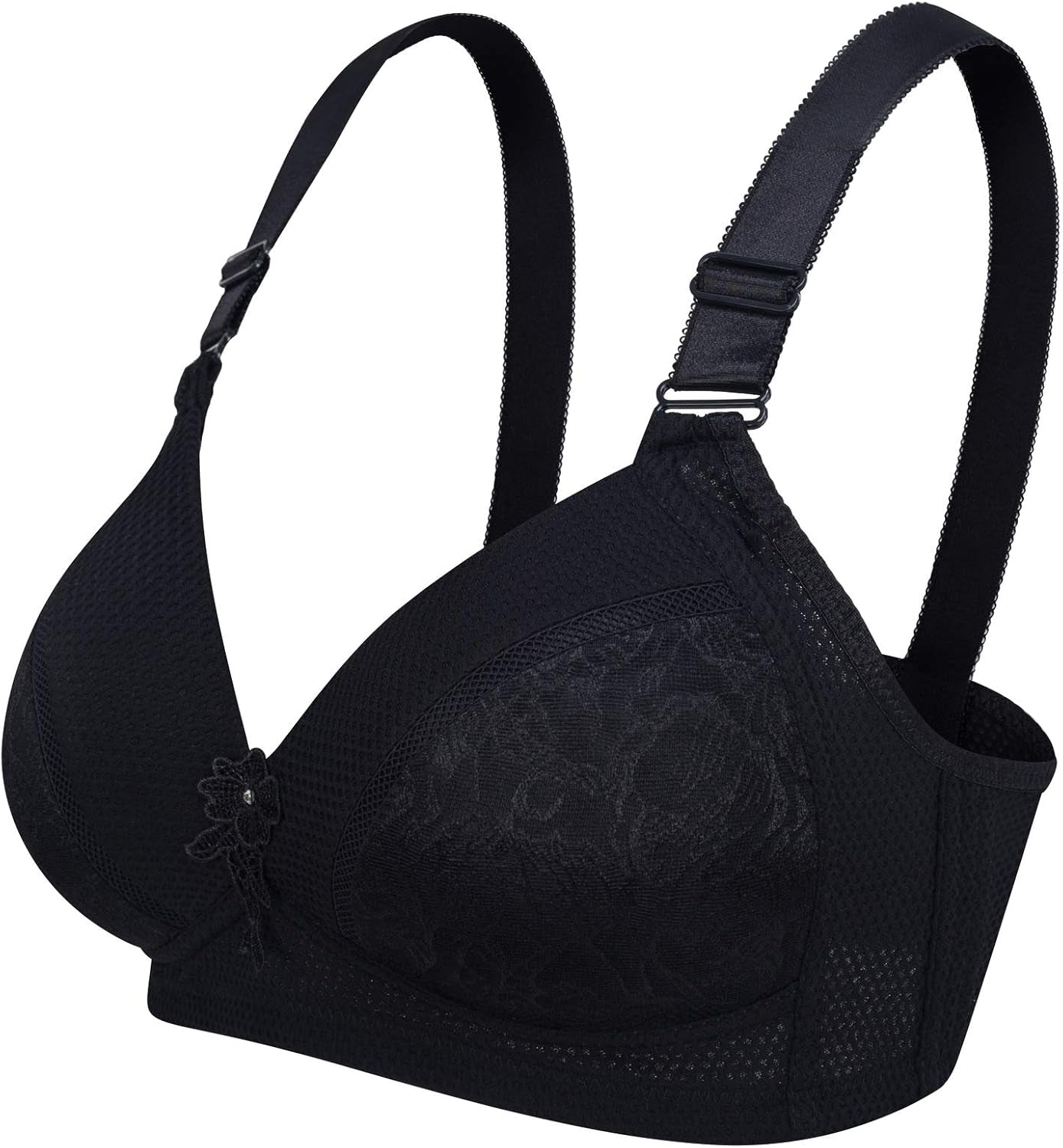 Everyday Bra for Women Full Coverage Compression Bra No Underwire Lace Unlined Bras Lightly Padded Bras