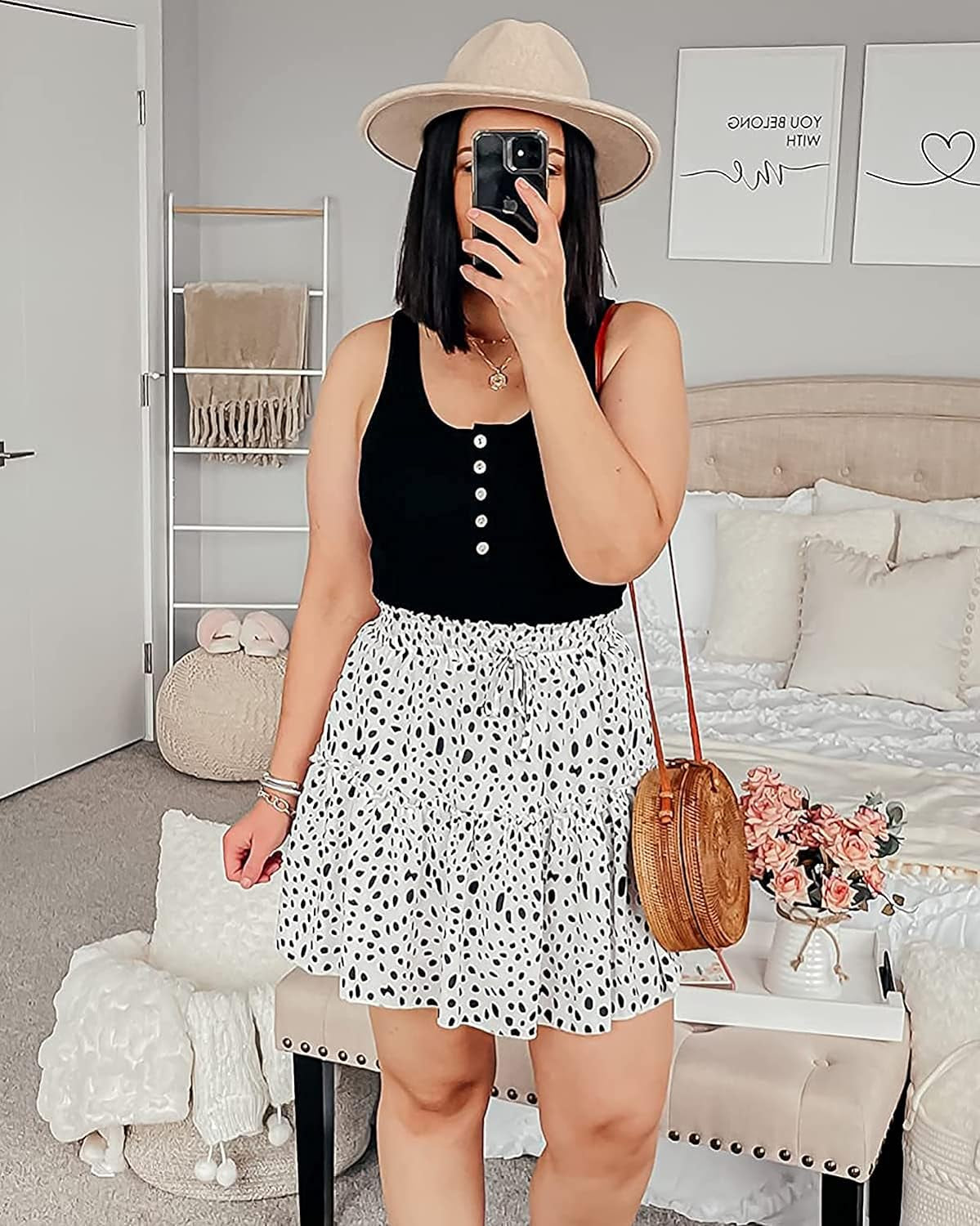 Women'S Floral Flowy Skirt Summer Cute High Waisted Tiered Ruffle Mini Skirt
