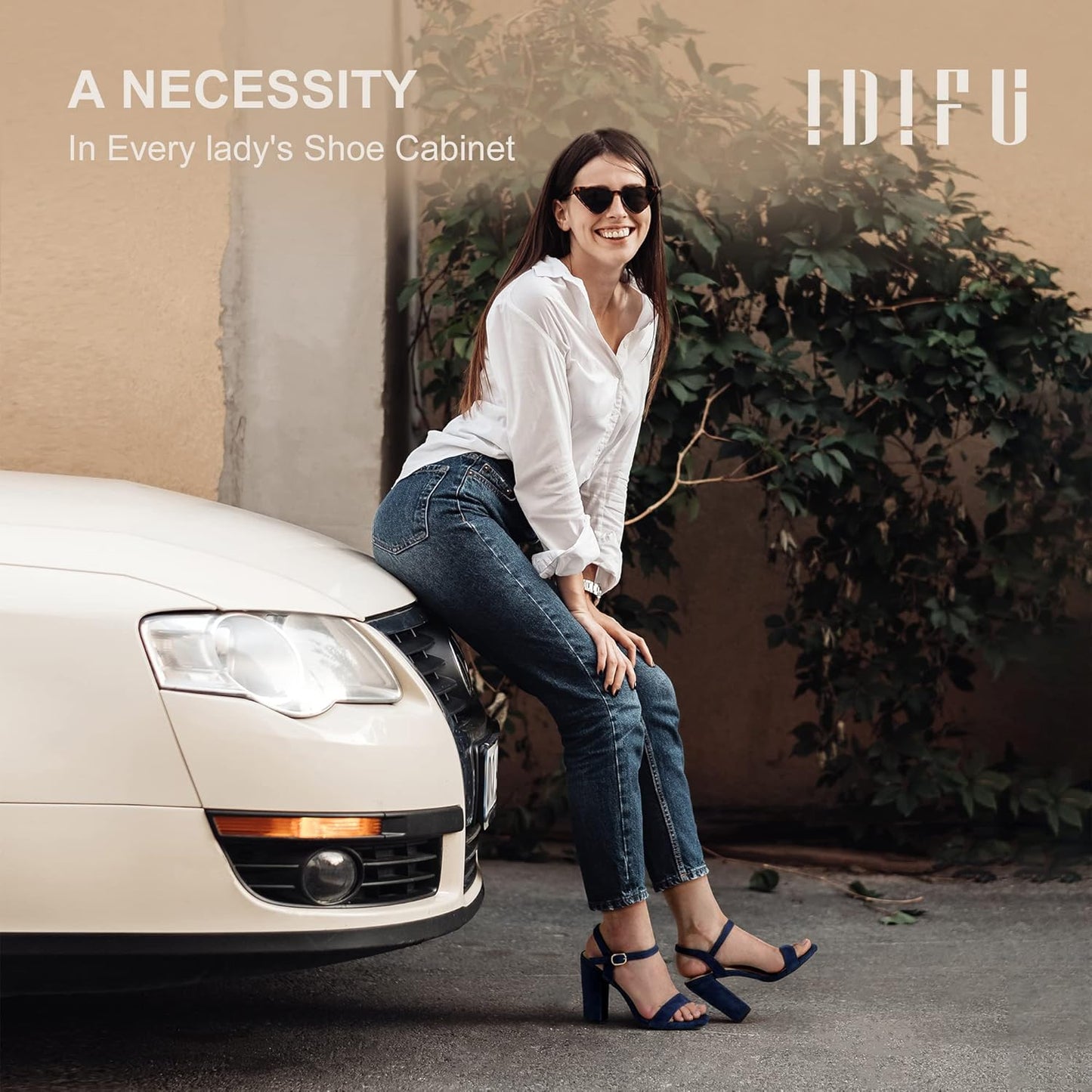 Women'S IN4 Chunky High Heels for Women Dressy Block Heels Square Toe Heeled Sandals with Ankle Strap Slingback