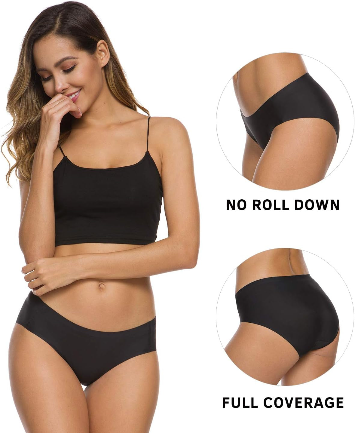 Seamless Underwear for Women No Show Panties Soft Stretch Hipster Bikini Underwears 5-Pack