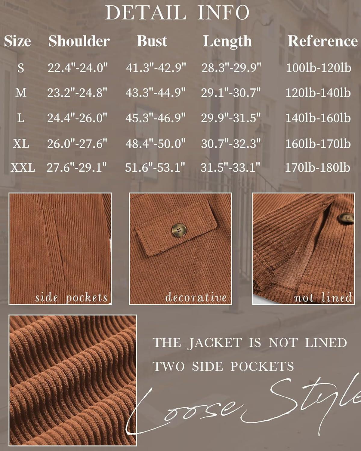 Womens Corduroy Shacket Blouses Button down Shirts Pocket Long Sleeves Tops Jacket Coats